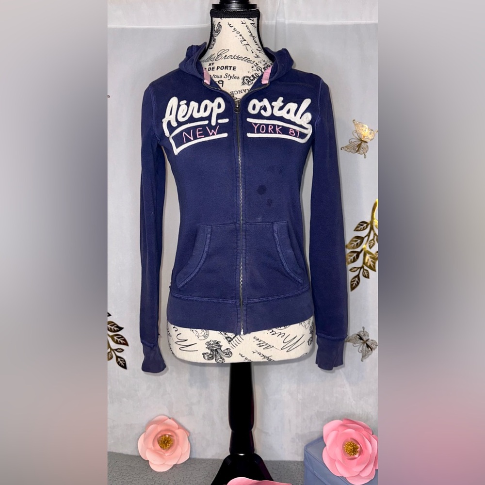 Girl’s/Women XS Aéropostale Blue Full Zip-Up Hoodie #H-005